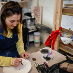 Rebecca Brown working in her studio 2019